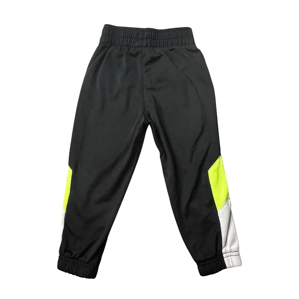 Nike‎ Track Pants Kids 2T Black Neon Yellow White Joggers Colorblock Athletic